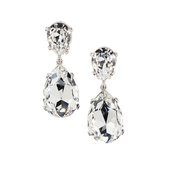 KENNETH JAY LANE, DOUBLE DROP NAVY CRYSTAL EARRING - Picture 3 of 11